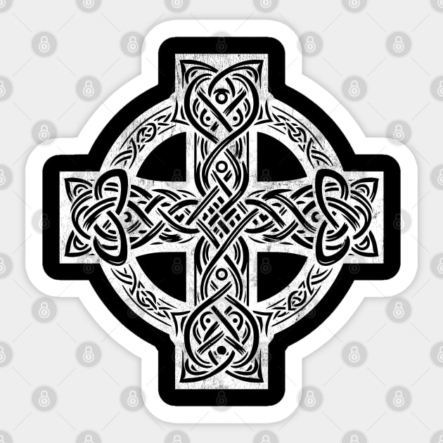 Vintage Style Traditional Celtic Cross Design Sticker by feck!